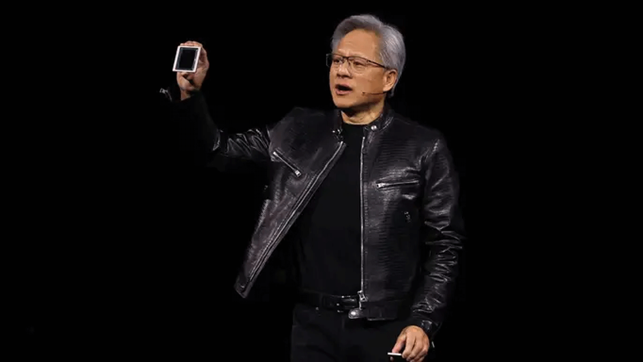 Nvidia CEO Jensen Huang giving a speech