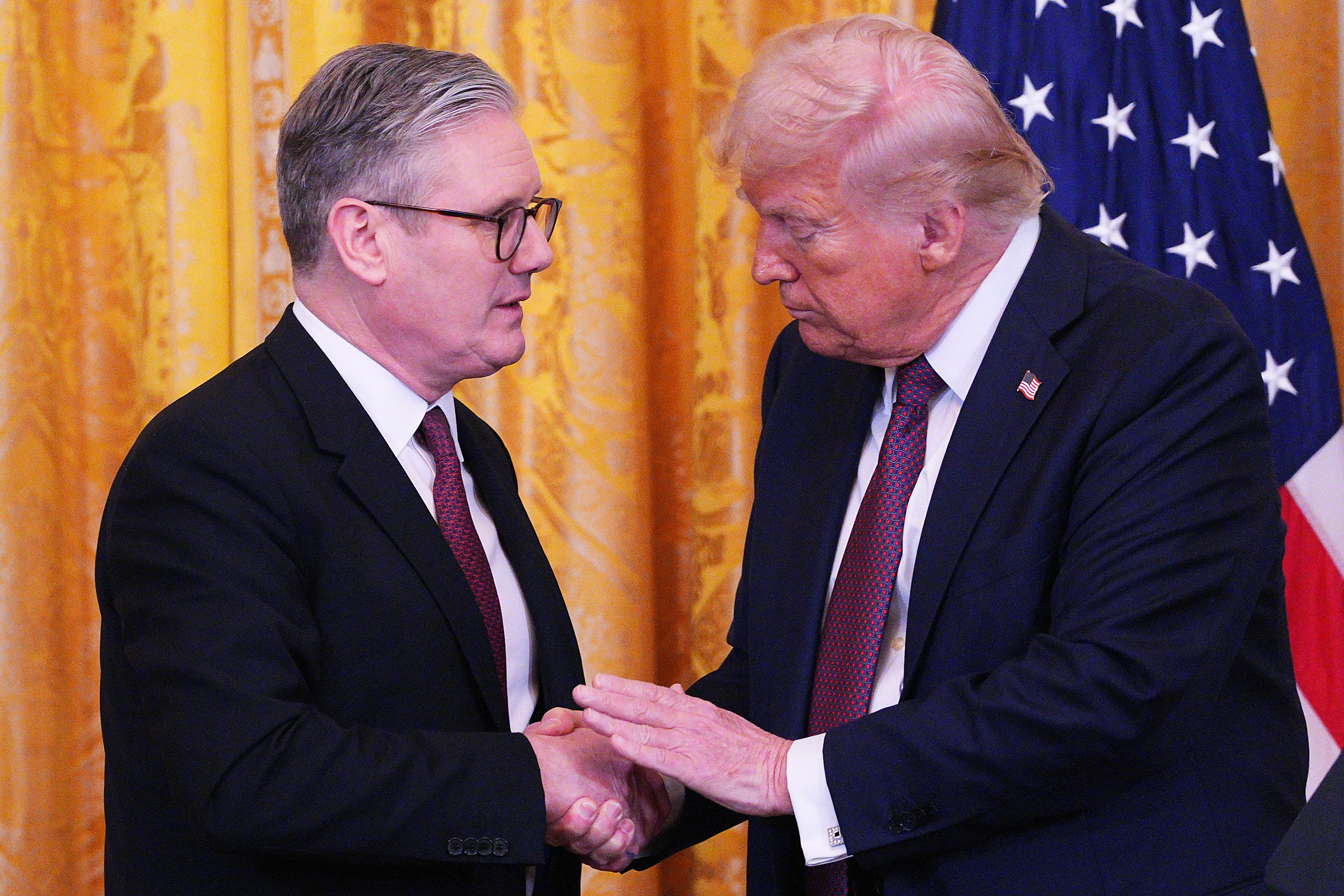 US President Donald Trump and Prime Minister Sir Keir Starmer in the East Room at the White House in February (Carl Court/PA)